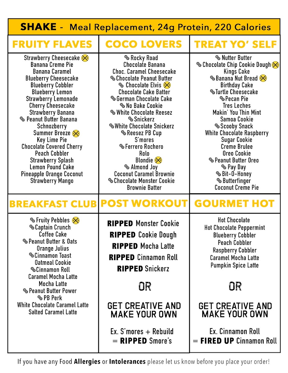 Railer Nutrition & Energy menu board