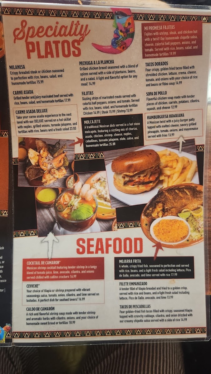 Mi Promesa Authentic Mexican Food menu board