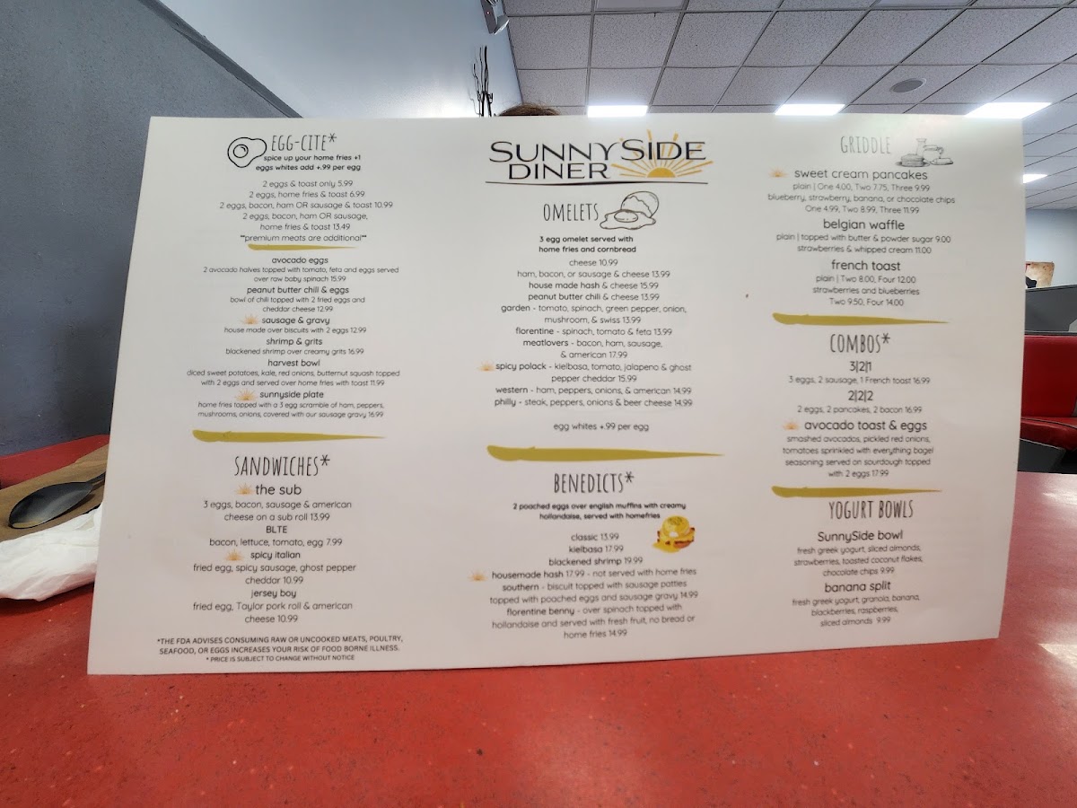 Sunnyside menu board