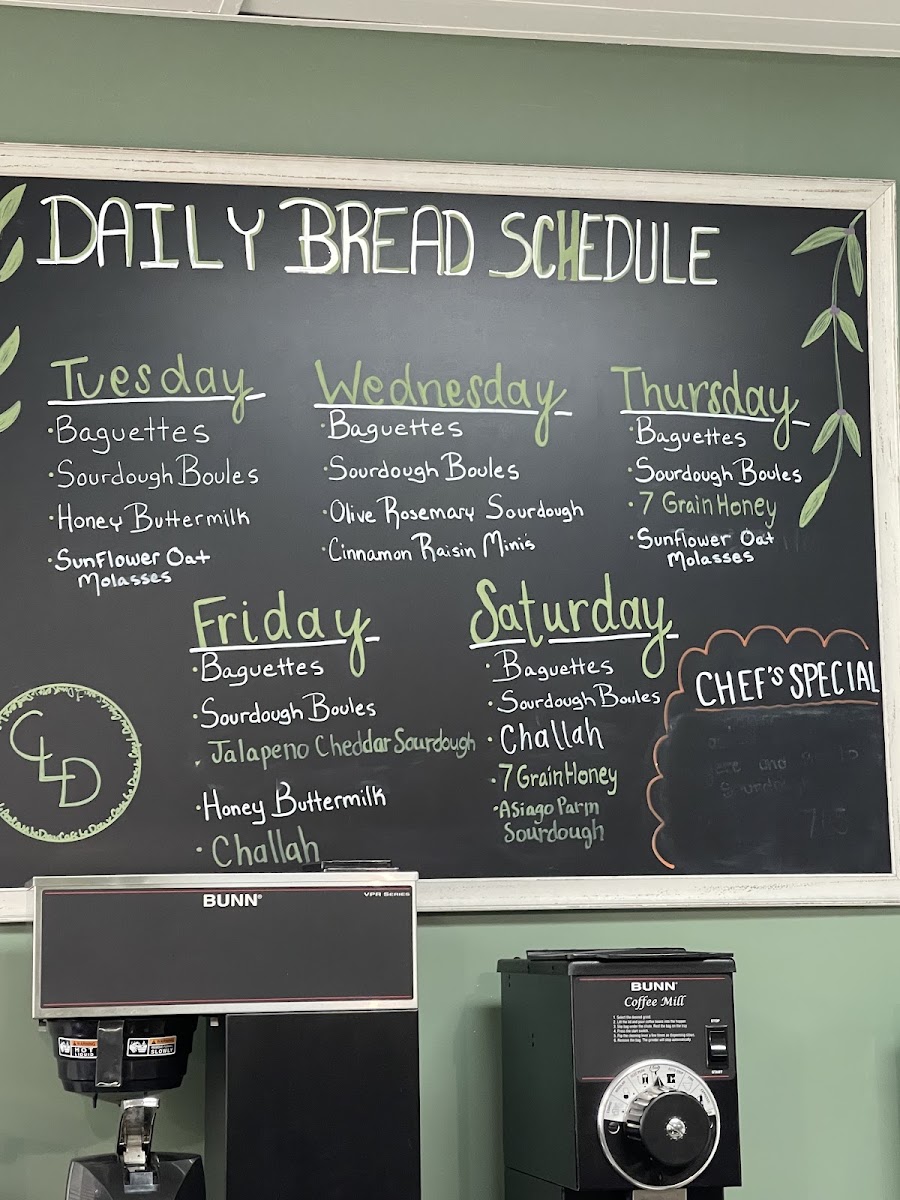 Café Le Doux menu board