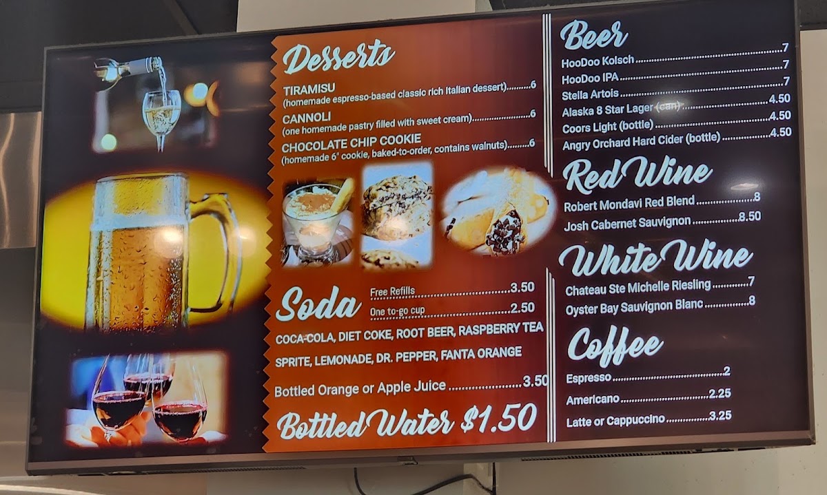 House of Fire Pizza - Badger Road menu board