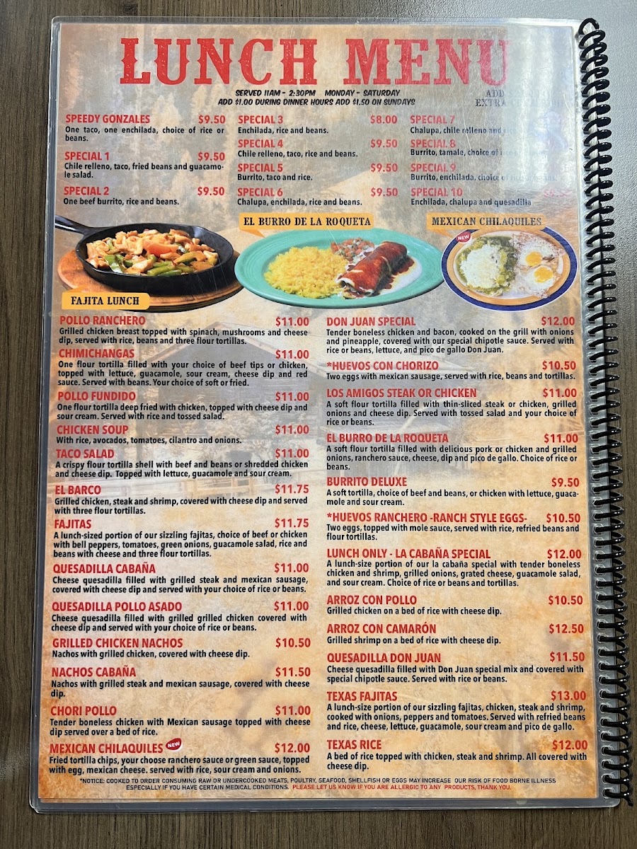 La Cabana | Mexican menu board