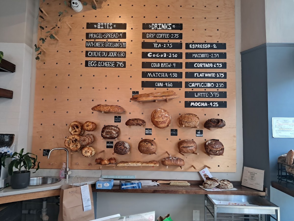 G Cafe Bakery Chapel St. menu board