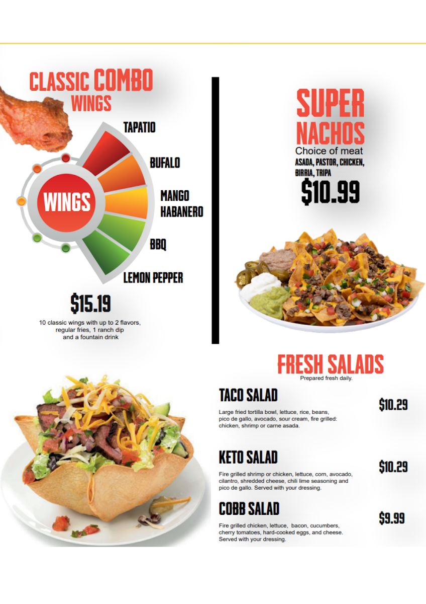 Super Pollo Mexican Grill Andrews menu board