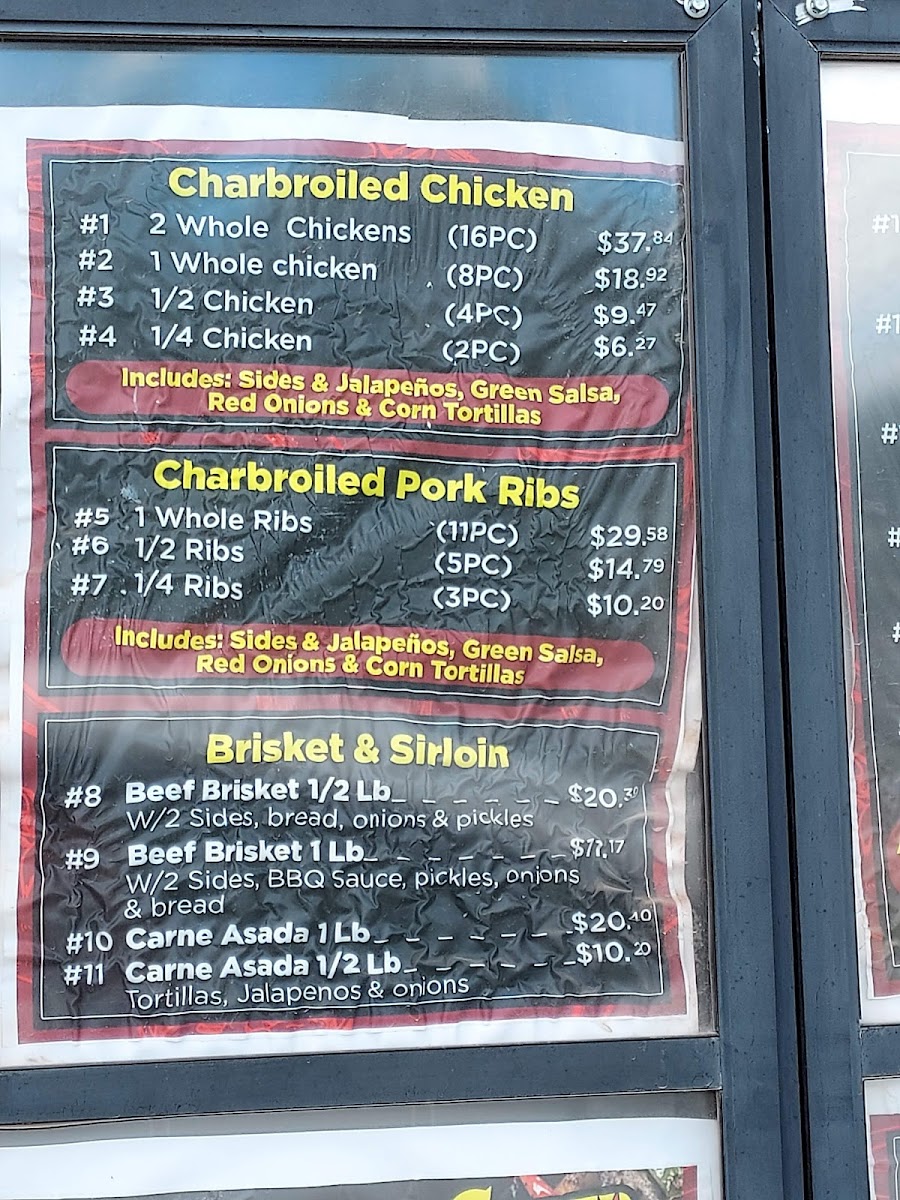 Super Pollo Mexican Grill Andrews menu board
