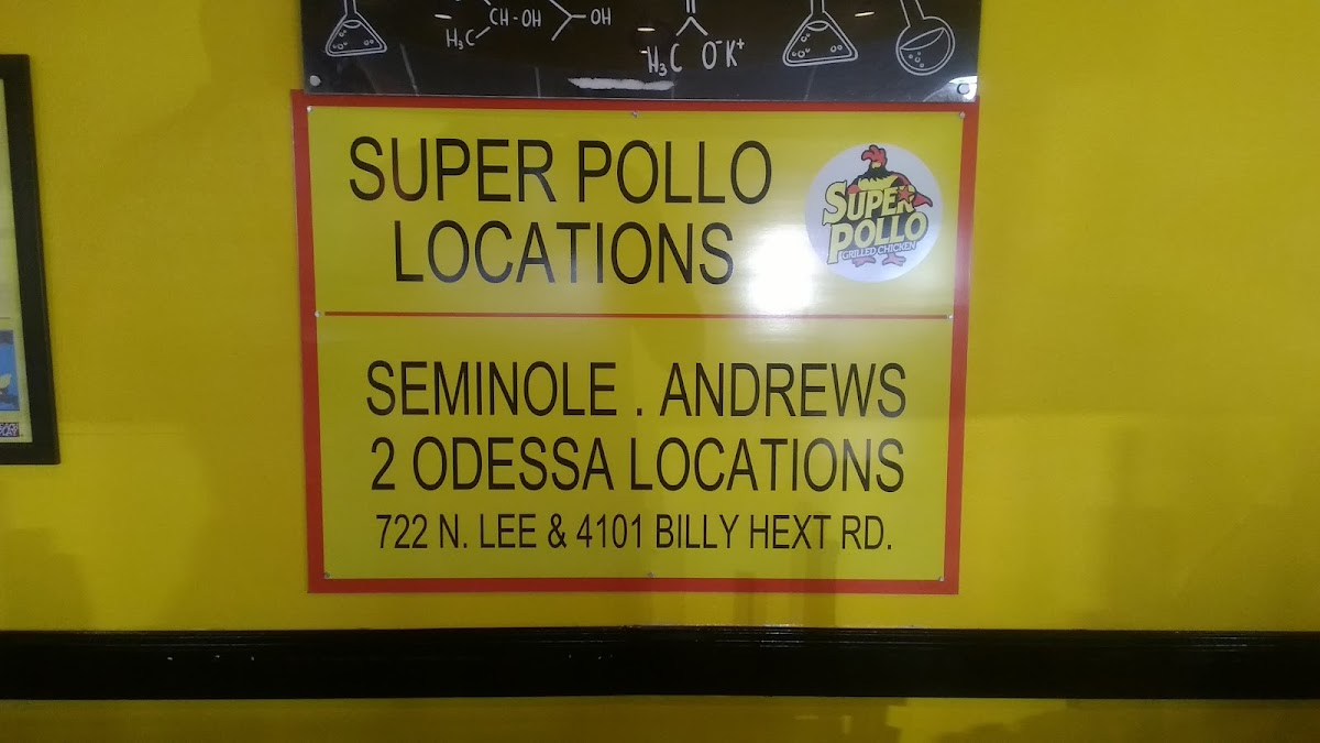 Super Pollo Mexican Grill Andrews menu board