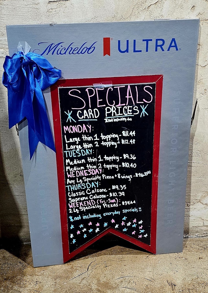 Goodfella's Pizzeria menu board