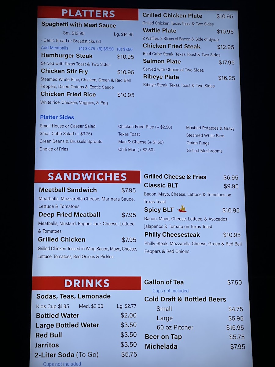 Chaotic Wings menu board