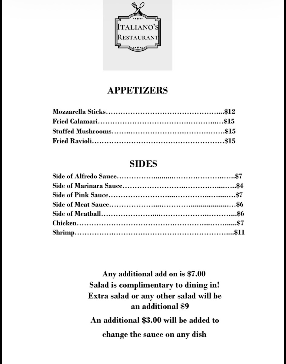 Italiano's menu board
