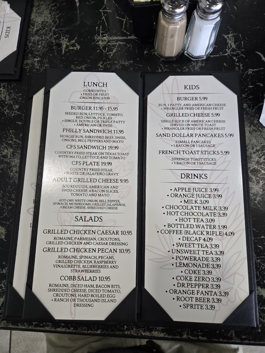 Table Cafe menu board