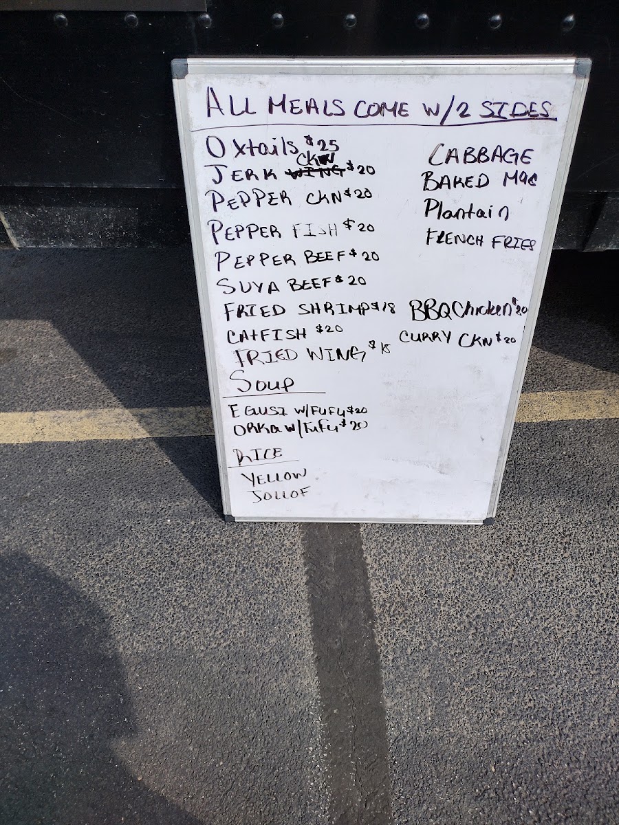 Jerk jollof bbq food truck menu board
