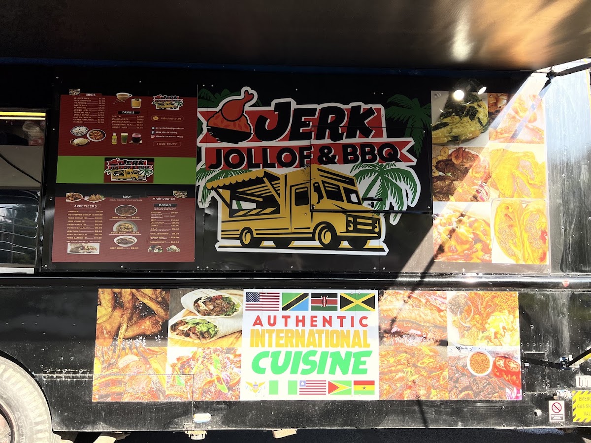 Jerk jollof bbq food truck menu board