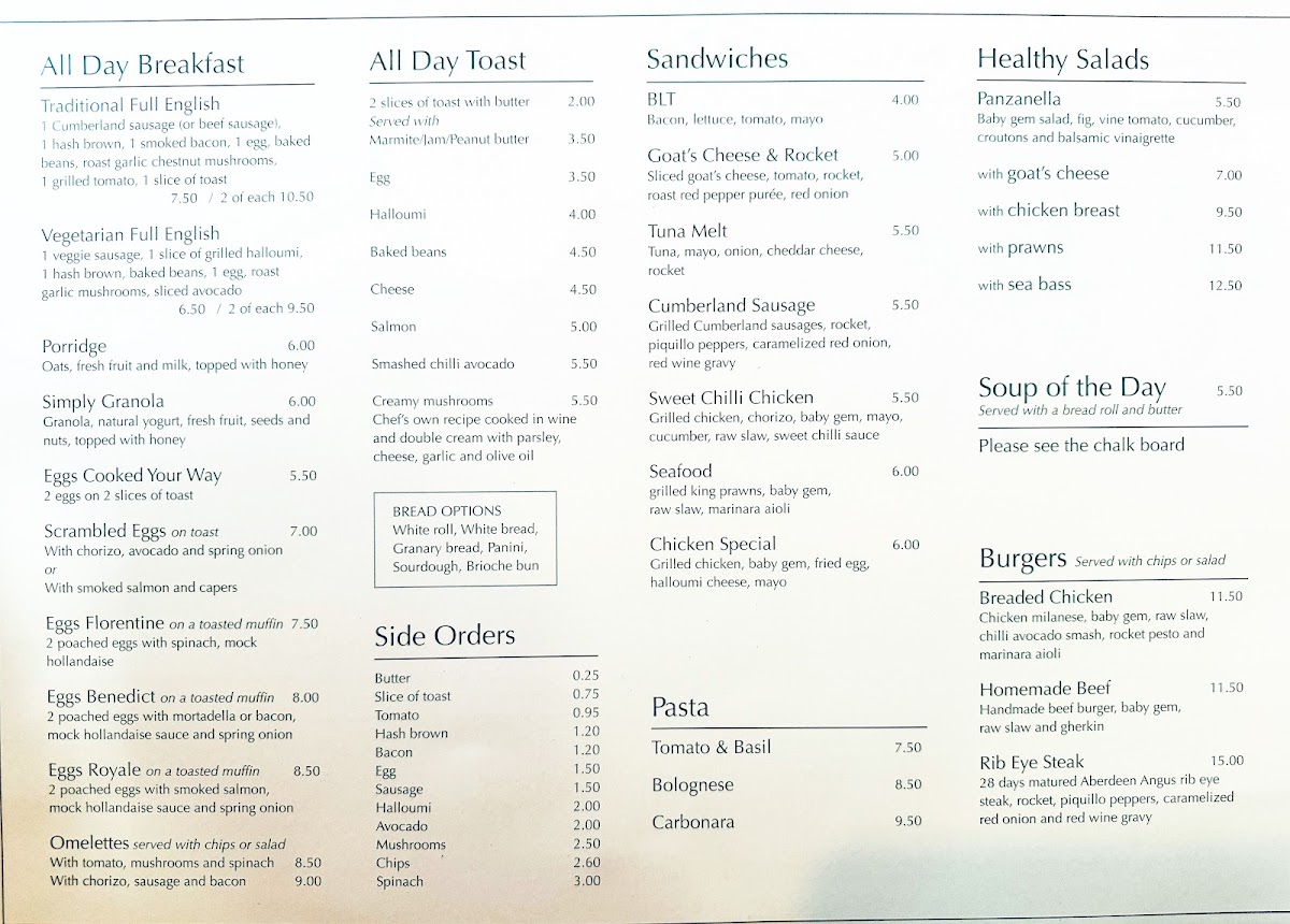 Leigh Grill & Café menu board