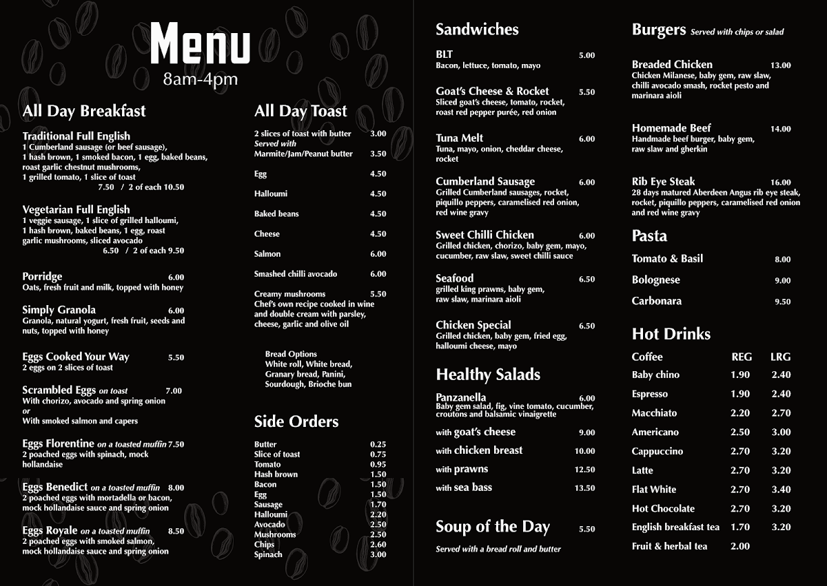 Leigh Grill & Café menu board