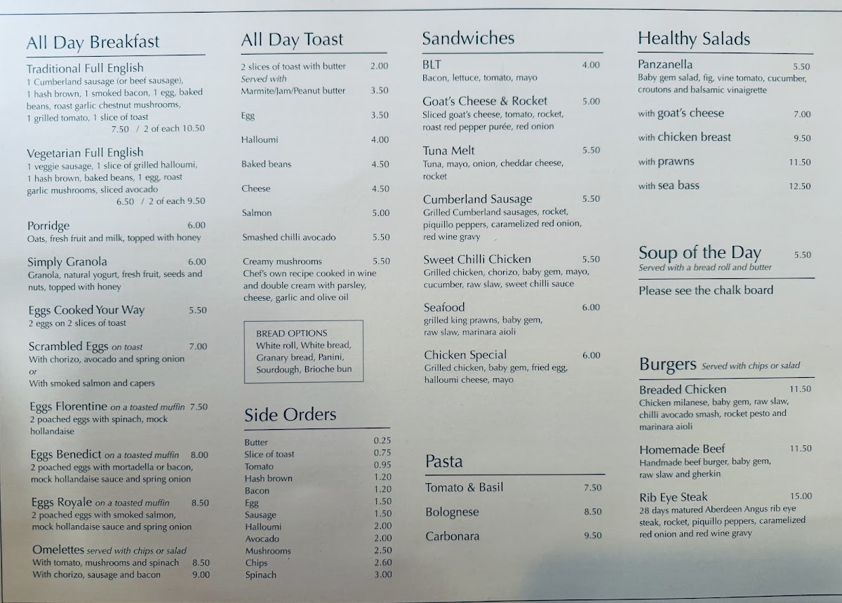 Leigh Grill & Café menu board