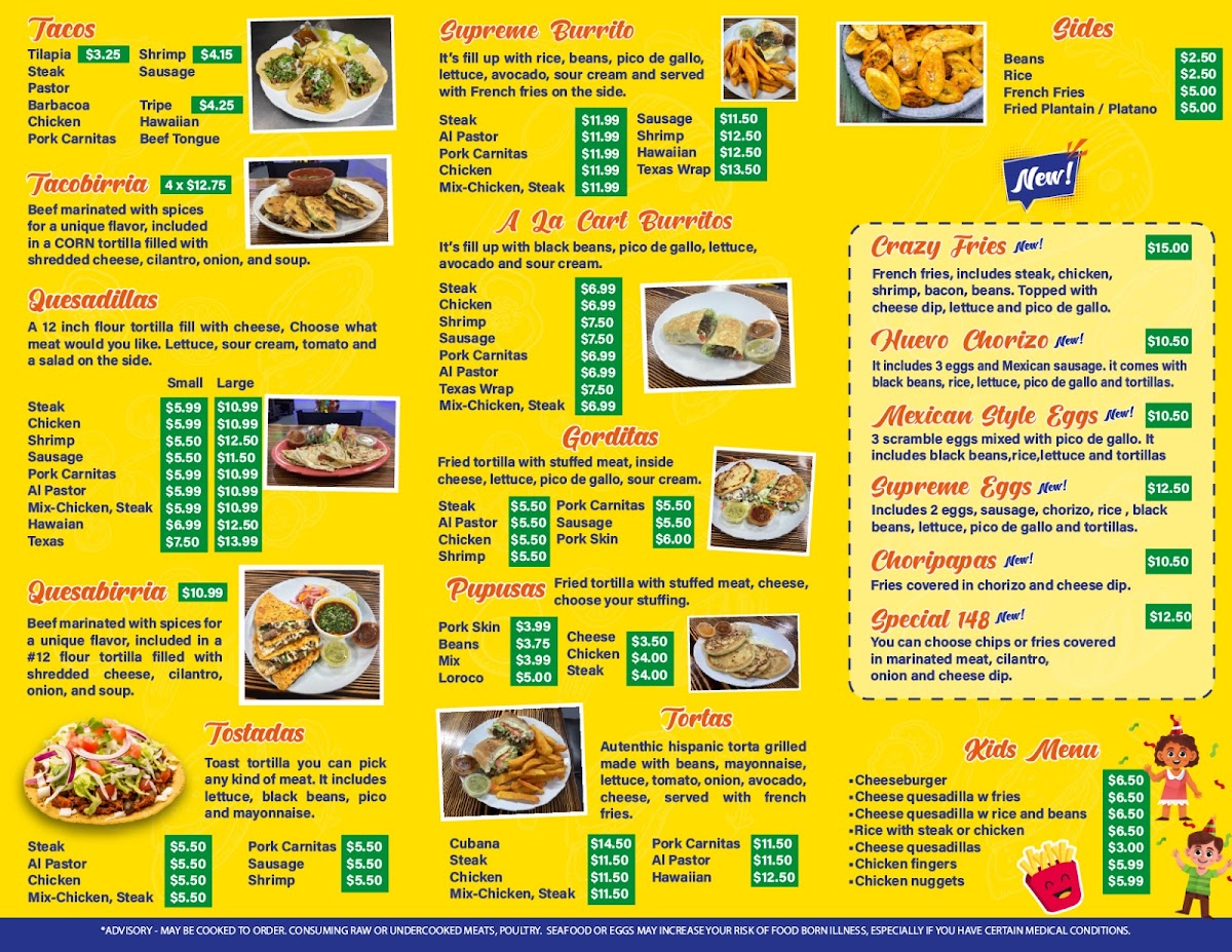 Ice Cream & Tacos menu board
