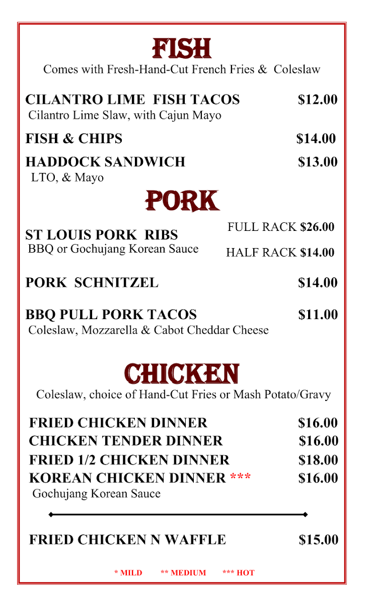 MULTITUDE TAKEAWAY RESTAURANT menu board