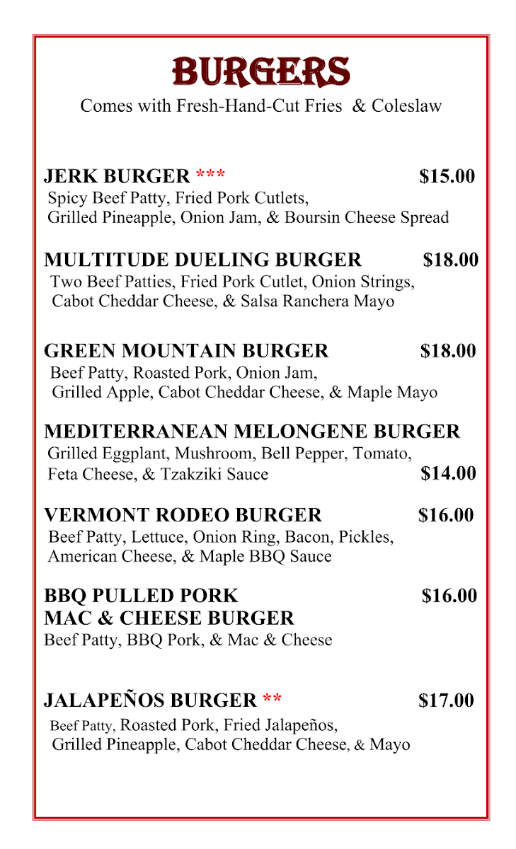 MULTITUDE TAKEAWAY RESTAURANT menu board