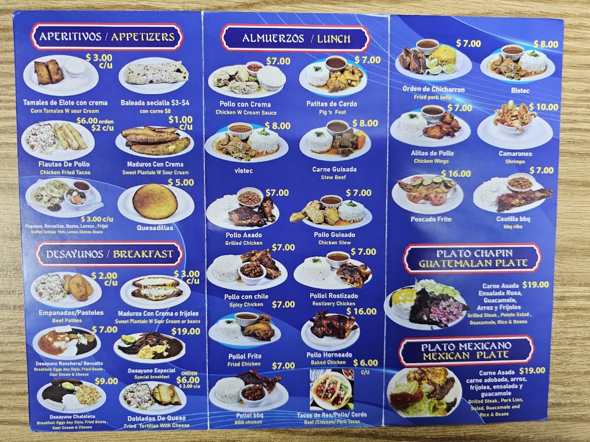 Isabel's Grill Restaurant menu board