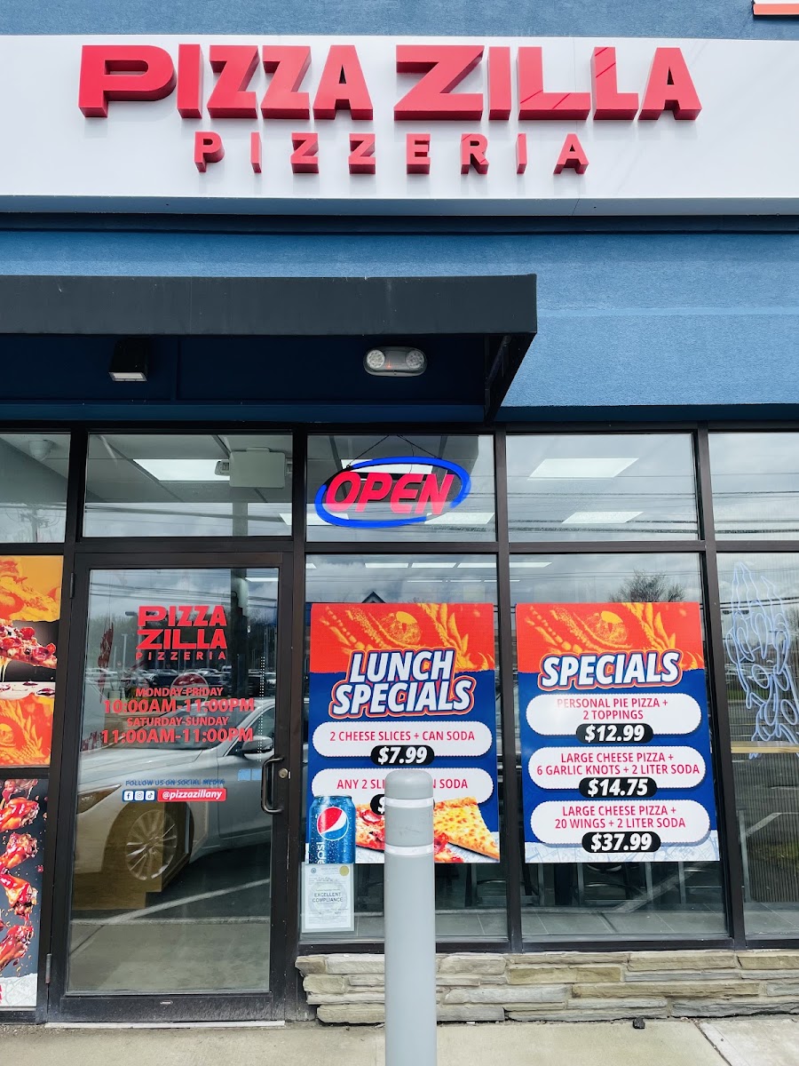 Pizza Zilla menu board