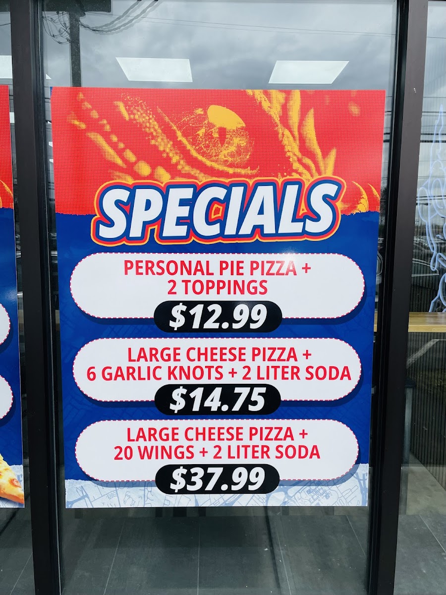 Pizza Zilla menu board