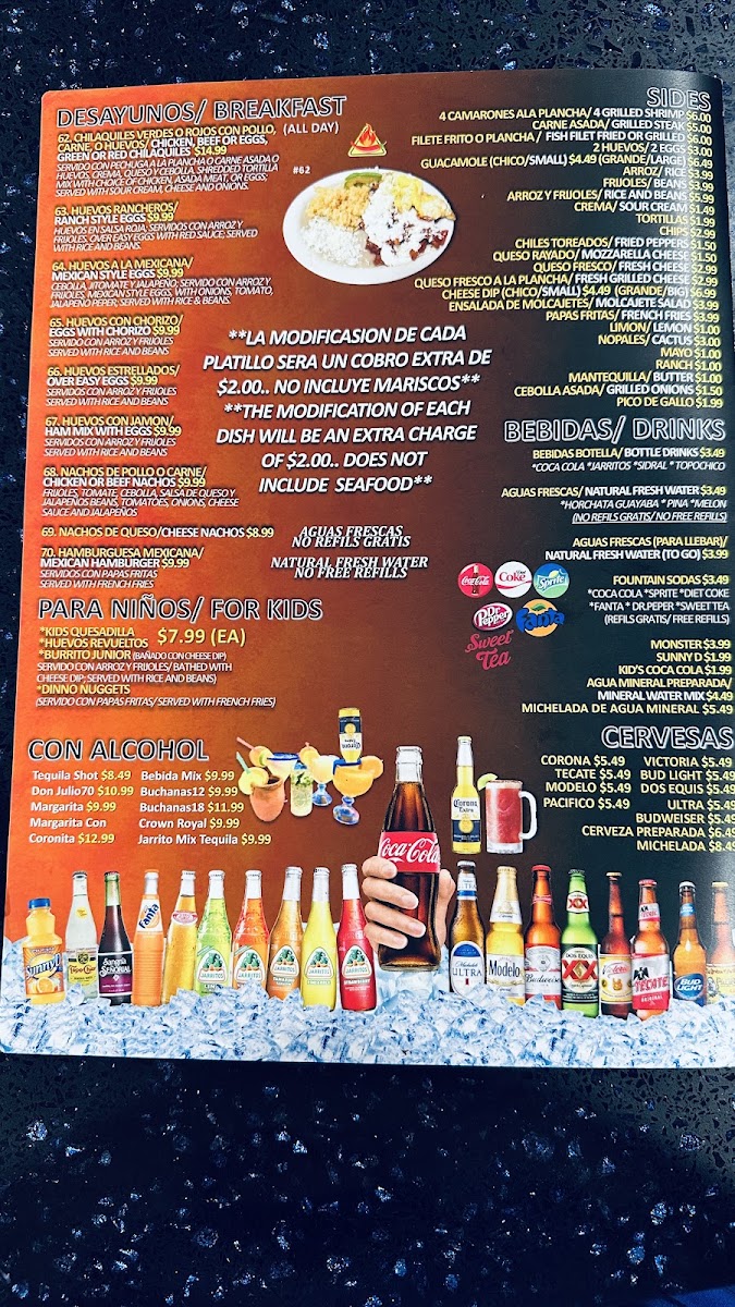 Molcajetes Restaurant #2 menu board