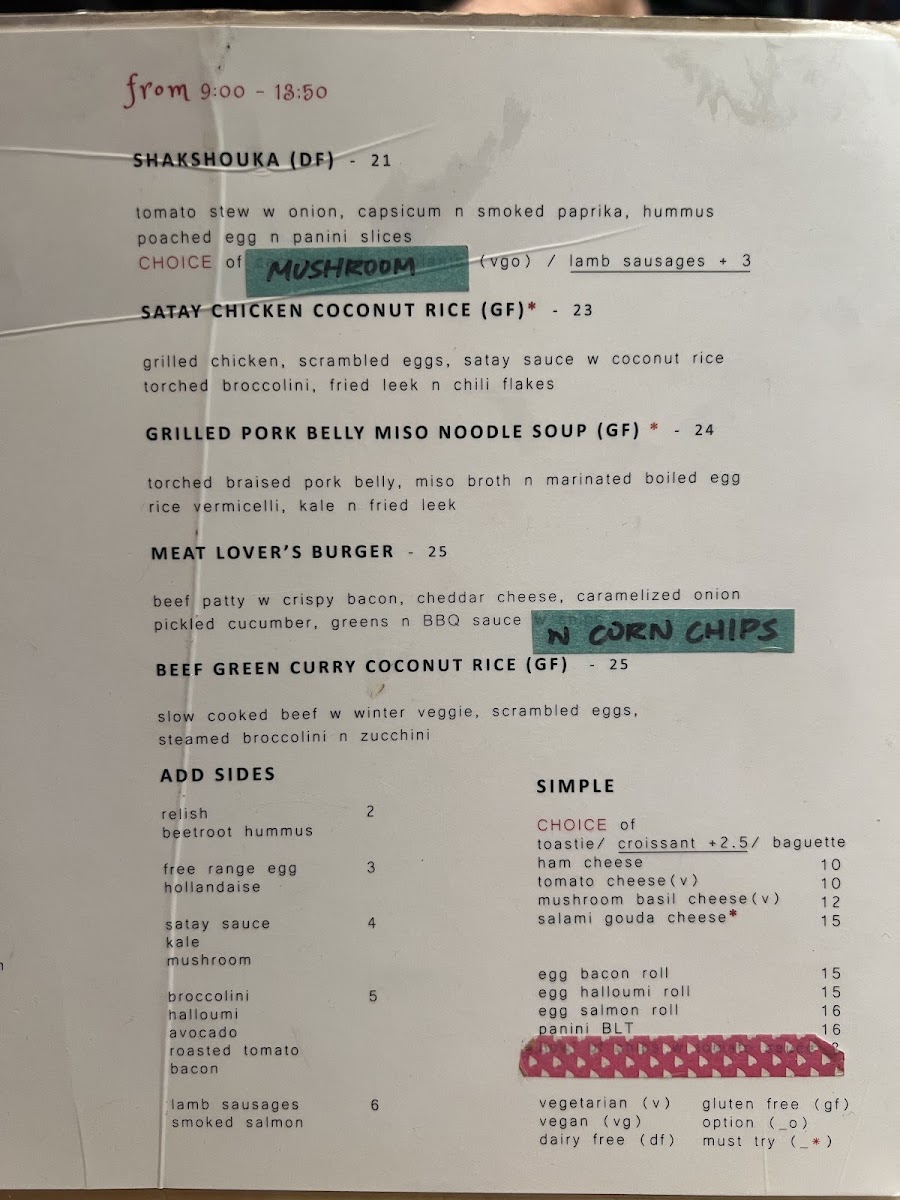 Imago Cafe & Bakery menu board