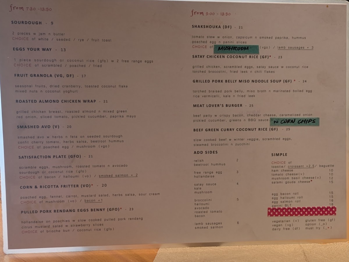 Imago Cafe & Bakery menu board