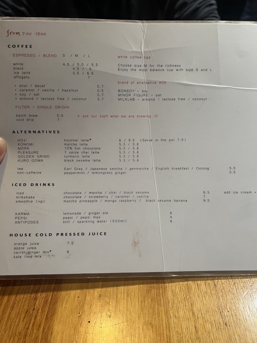 Imago Cafe & Bakery menu board