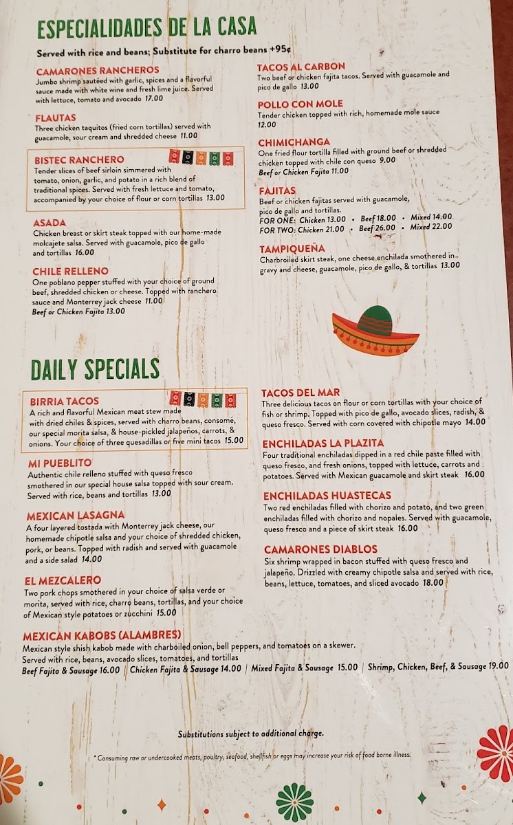 San Lorenzo Taqueria menu board