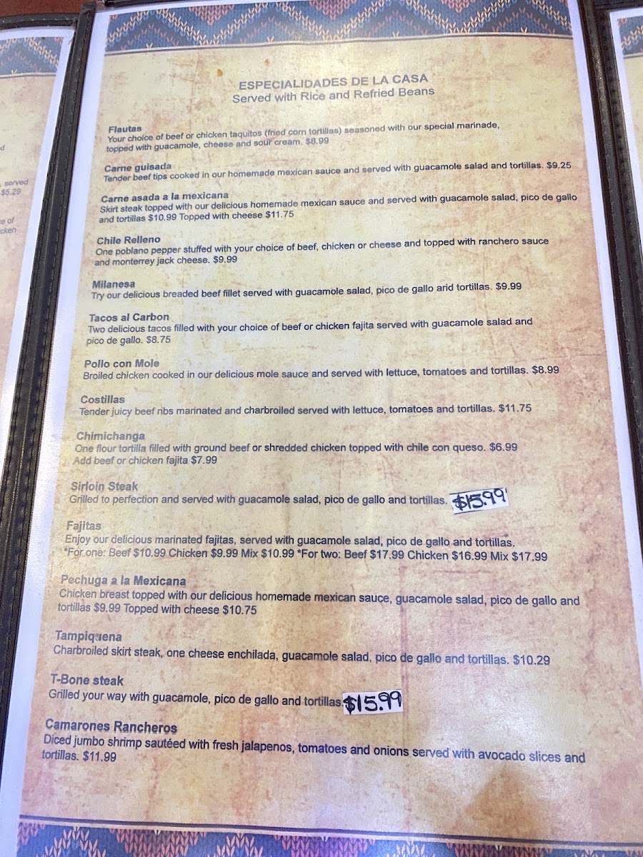 San Lorenzo Taqueria menu board