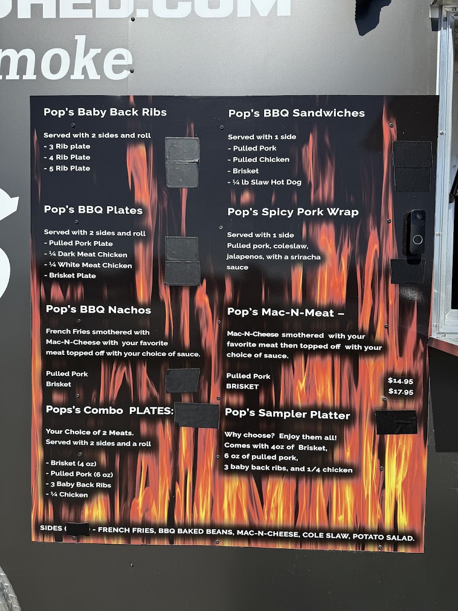 Pop's Smoke Shed - Marathon menu board