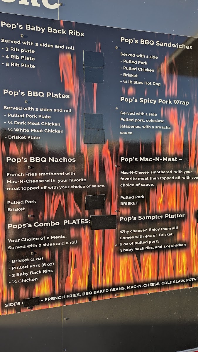 Pop's Smoke Shed - Marathon menu board