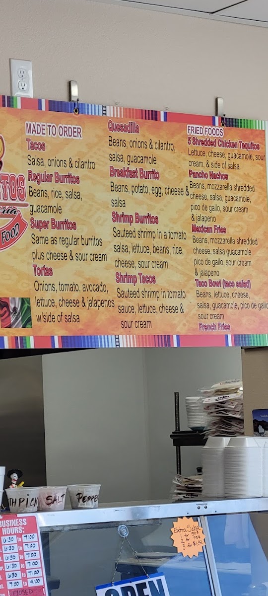 Panchito’s Taqueria #2 menu board