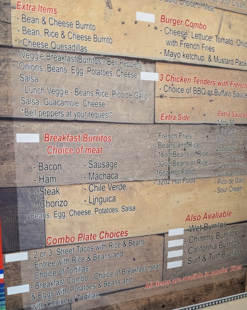 Panchito’s Taqueria #2 menu board