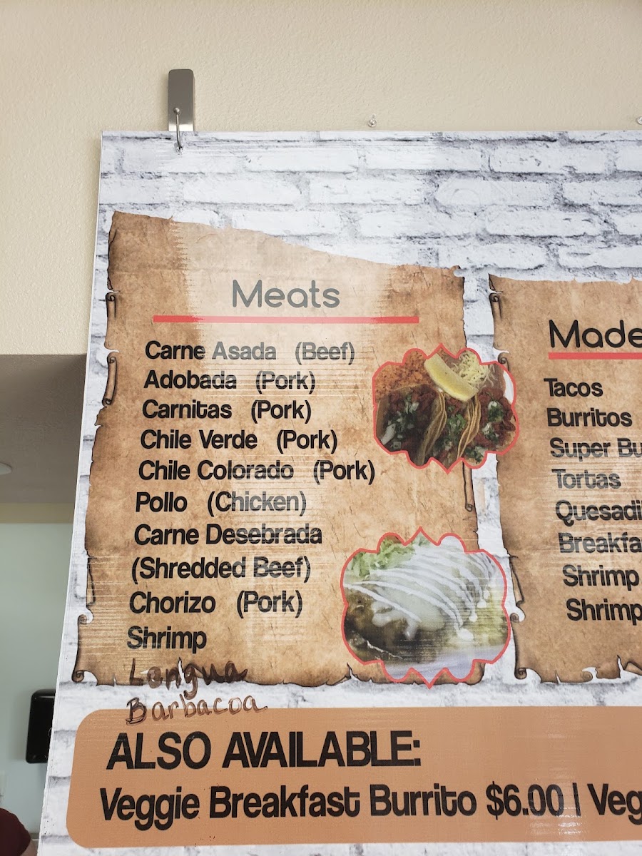 Panchito’s Taqueria #2 menu board