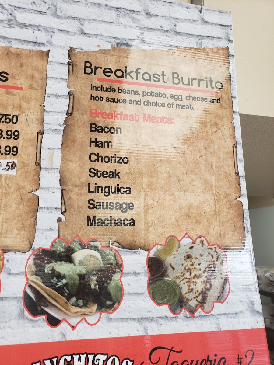 Panchito’s Taqueria #2 menu board