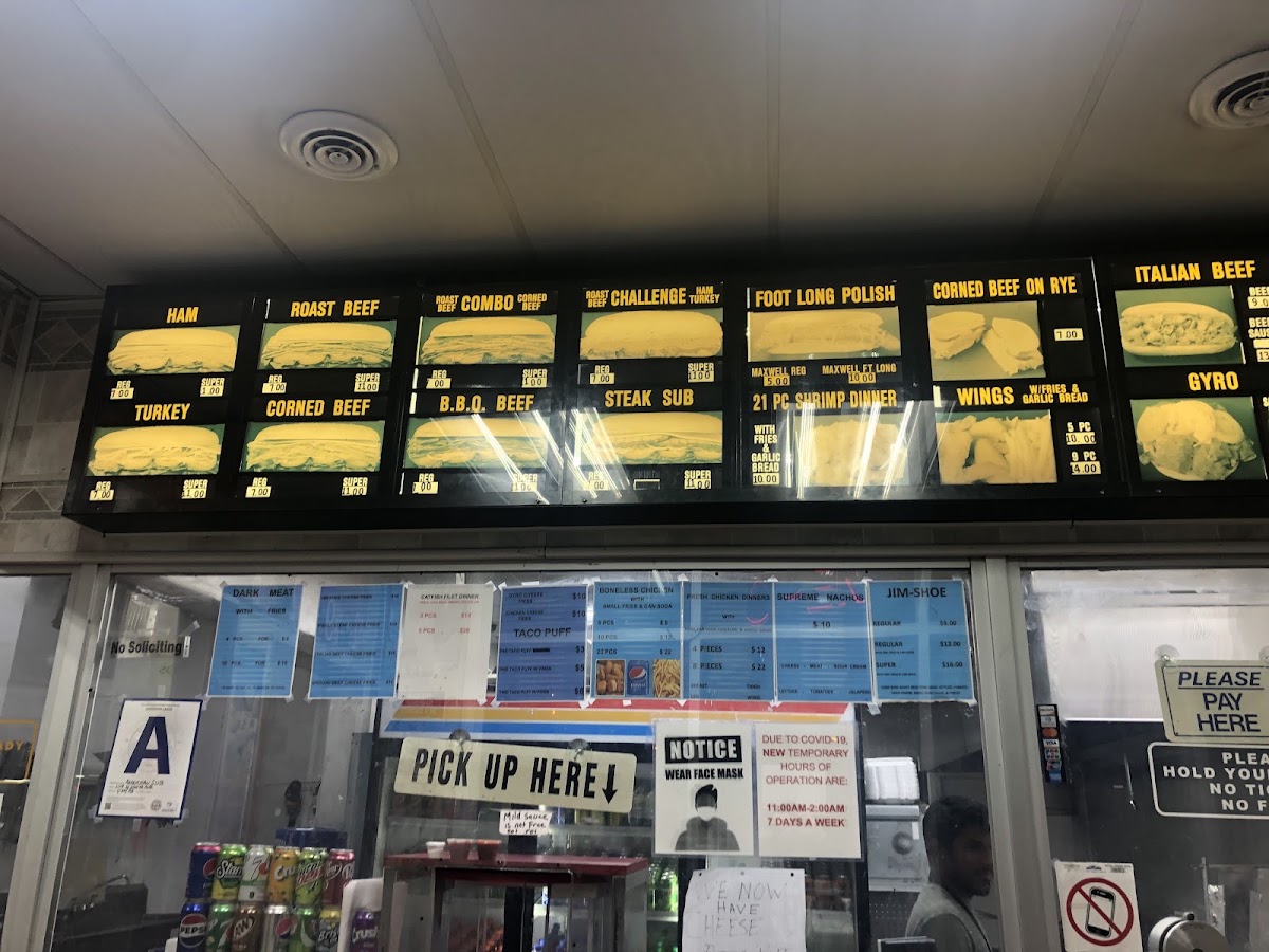 American Subs menu board
