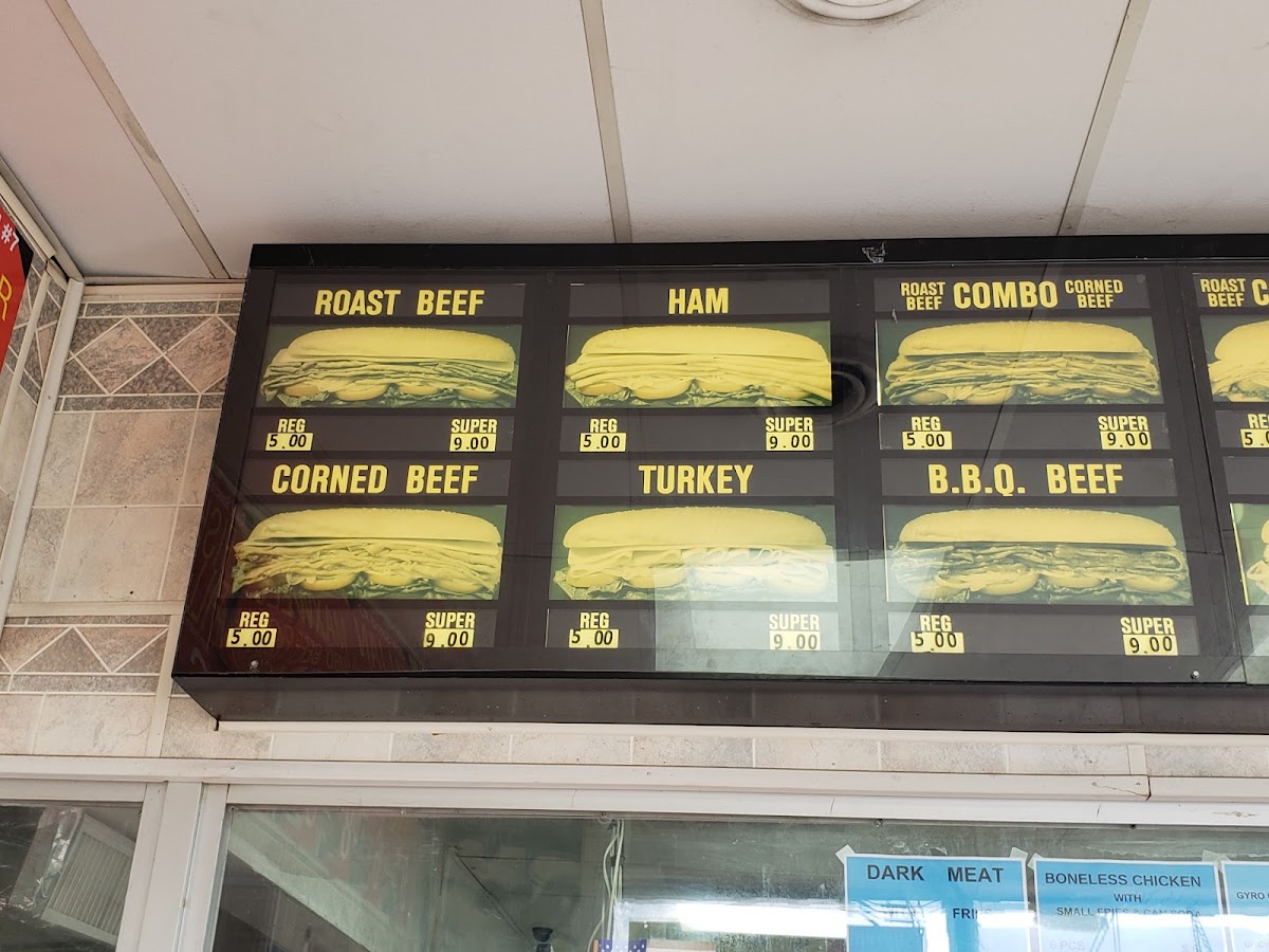 American Subs menu board