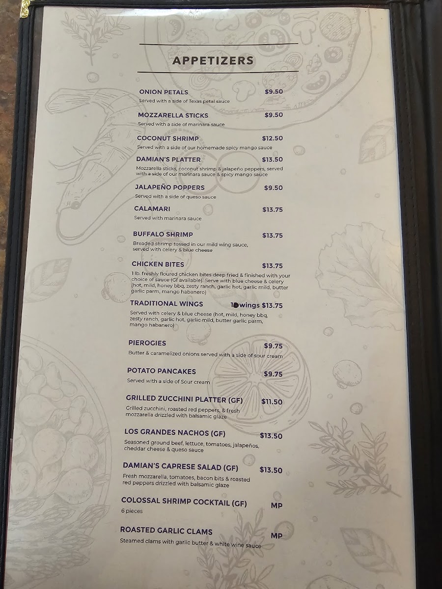 Damian’s Eatery menu board