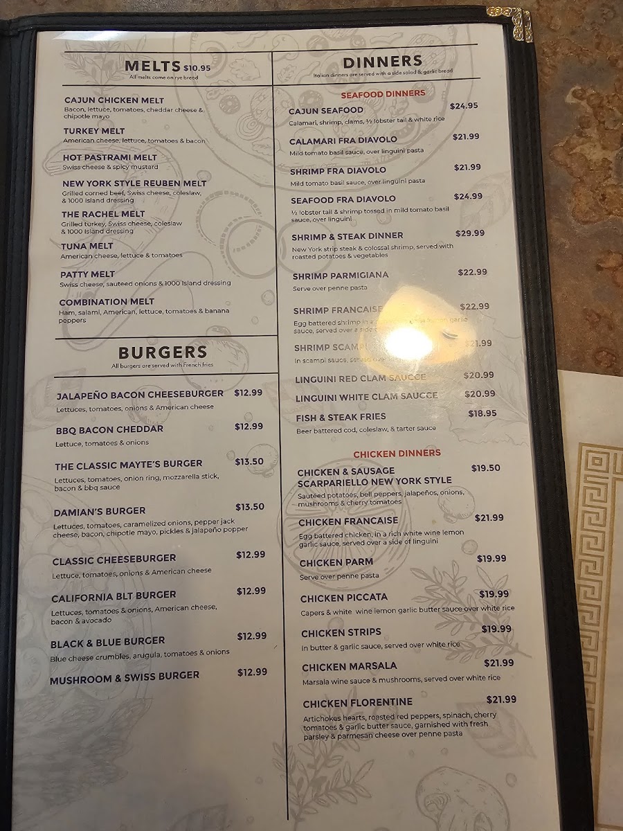 Damian’s Eatery menu board