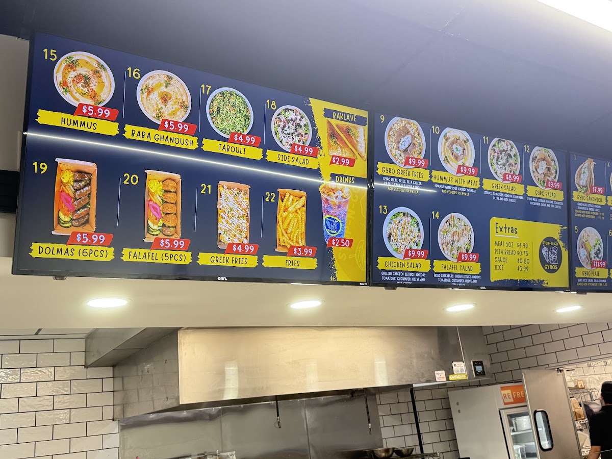 Stop N Go Gyros - Frisco menu board