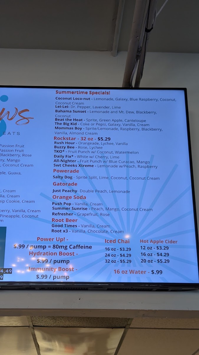 Straws menu board