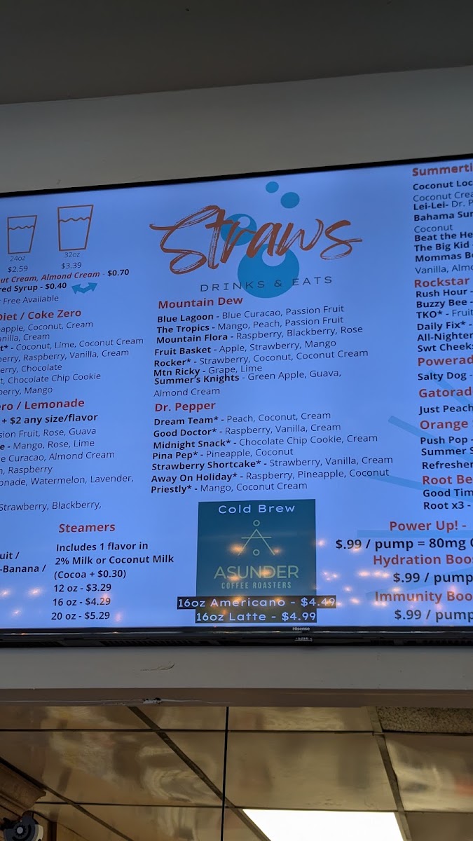 Straws menu board