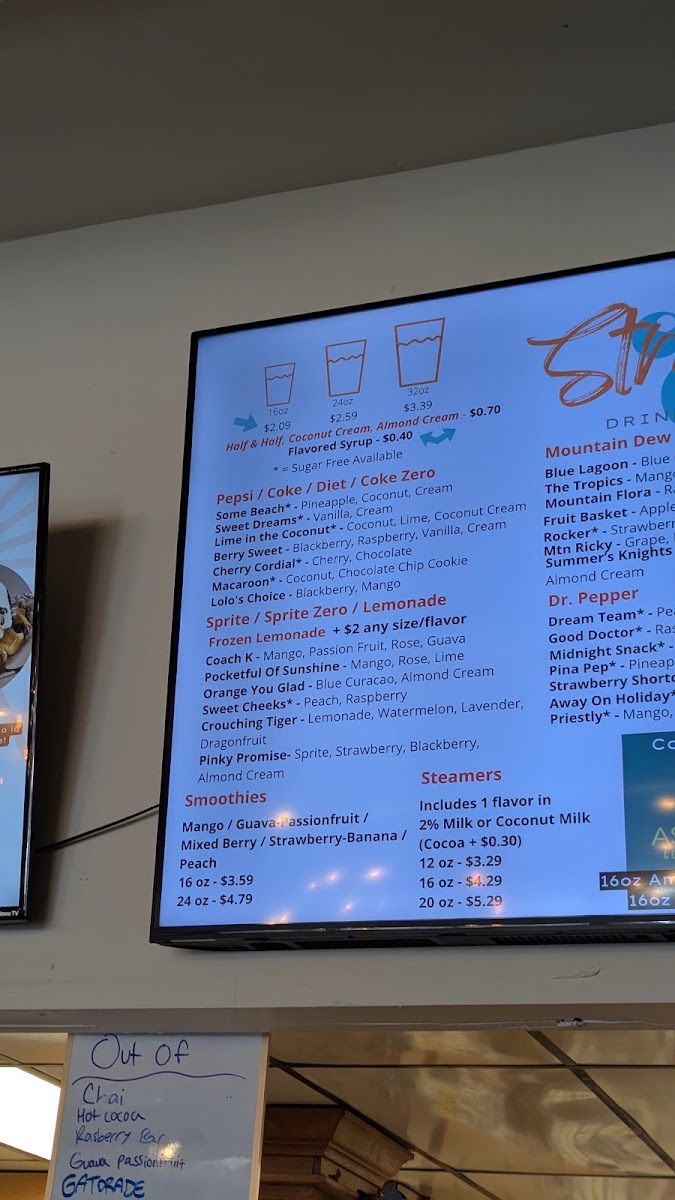Straws menu board