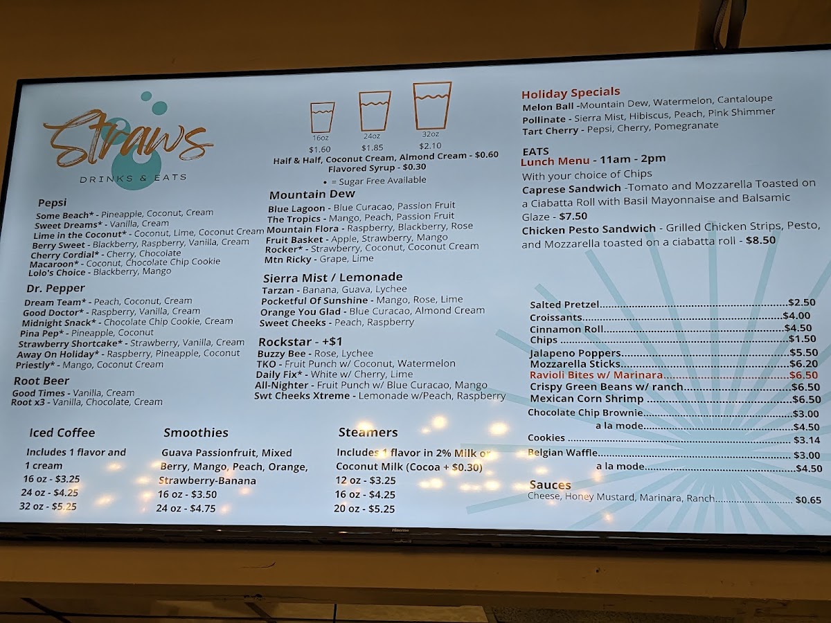 Straws menu board
