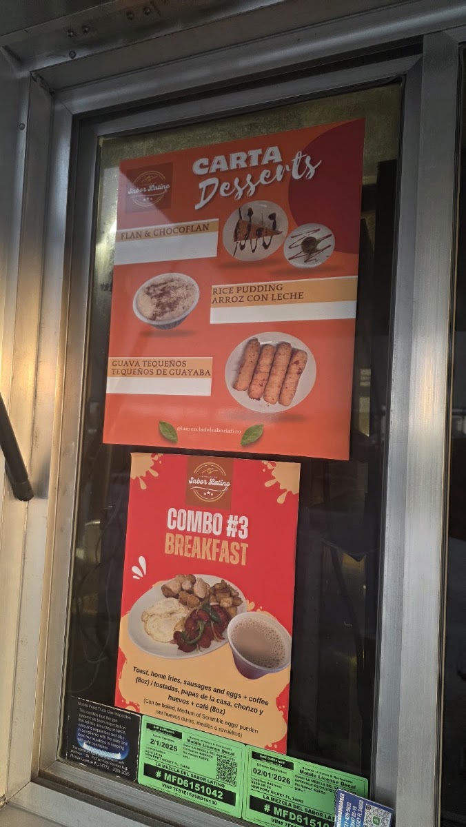 La Mezcla Del Sabor Latino menu board