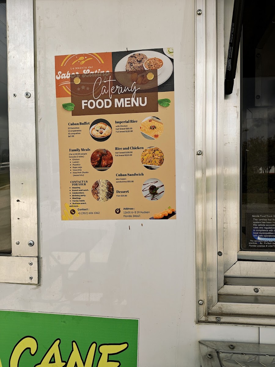 La Mezcla Del Sabor Latino menu board
