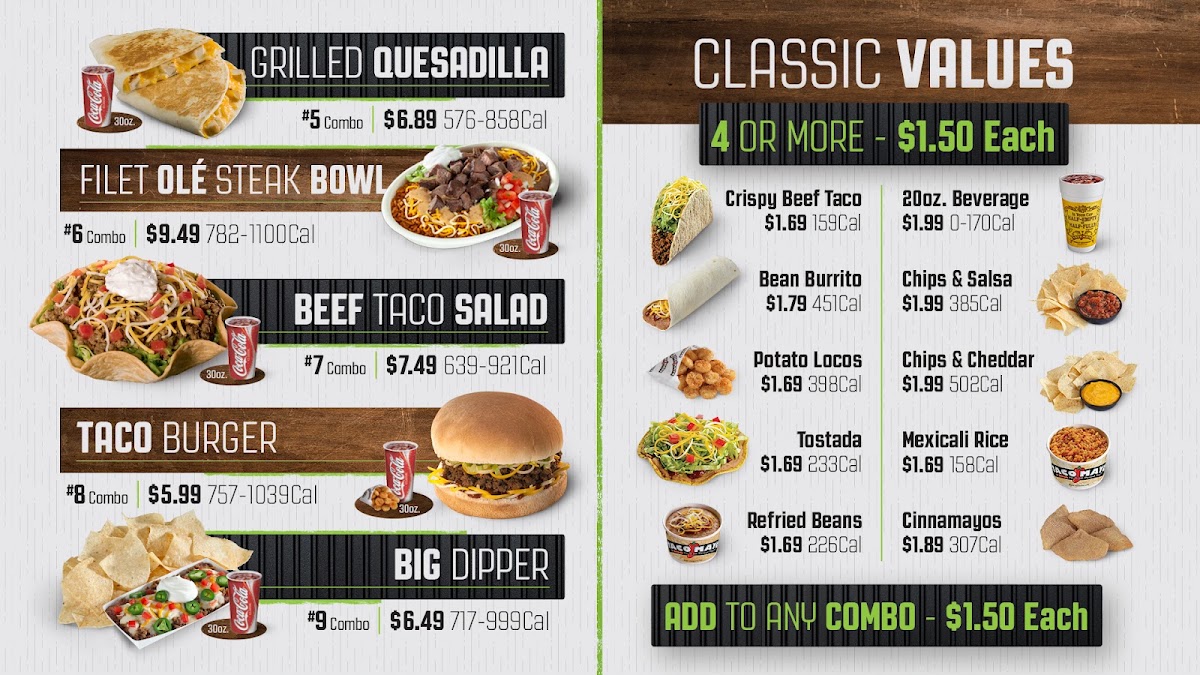 Taco Mayo menu board