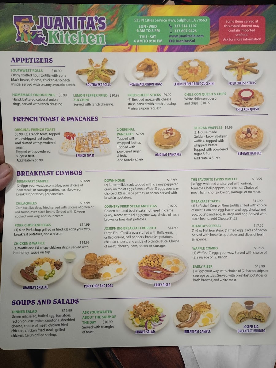 Juanita's Kitchen menu board